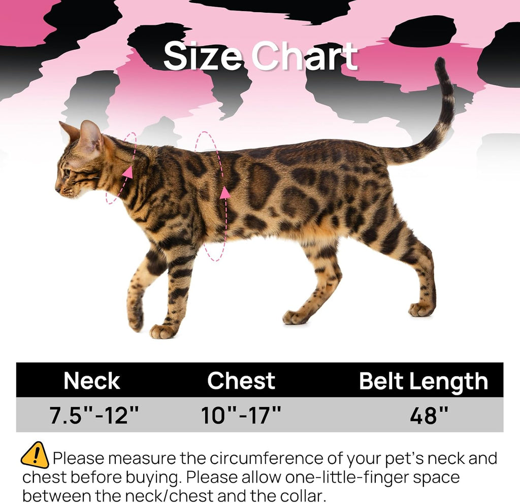 PetThem Adjustable Cat Harness and Leash Set Escape Proof (Yellow & Pink)
