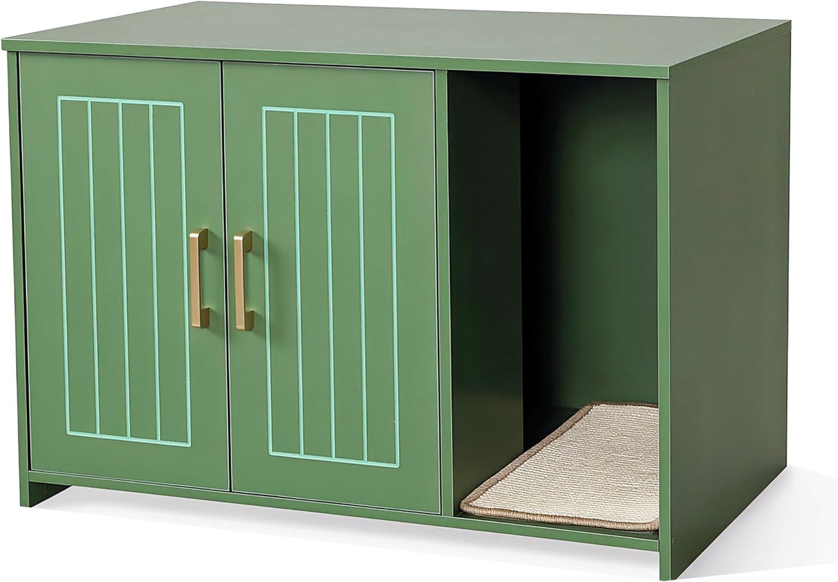 Cat Litter Box Enclosure, with Scratching Mat, 27.6" x 18.2"x 19.6"