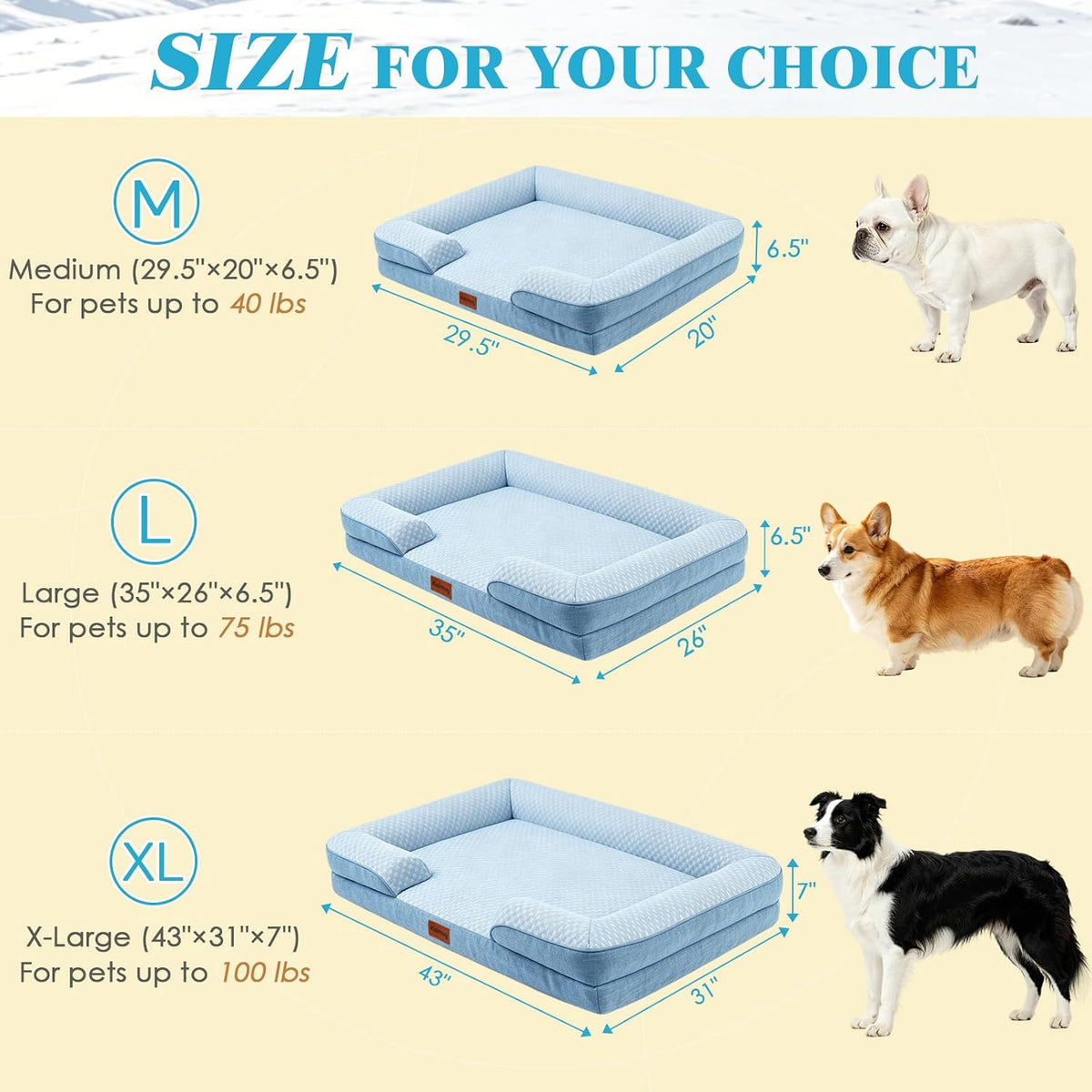 Cooling Orthopedic Dog Bed, Waterproof Washable Dog Bed