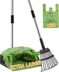 Toozey Pooper Scooper for Large Dogs, 43.31" Long Handle, Metal Tray & Rake