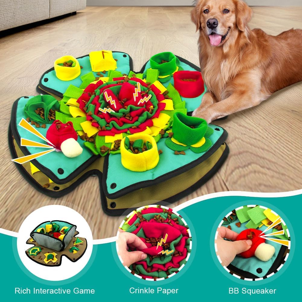 AWOOF Snuffle Mat for Dogs,19" x 19" Interactive Dog Puzzle Toys Encourages Natural Foraging Skills,Durable Dog Feeding Mat for Boredom and Mental Stimulation for Large, Medium and Small Dogs
