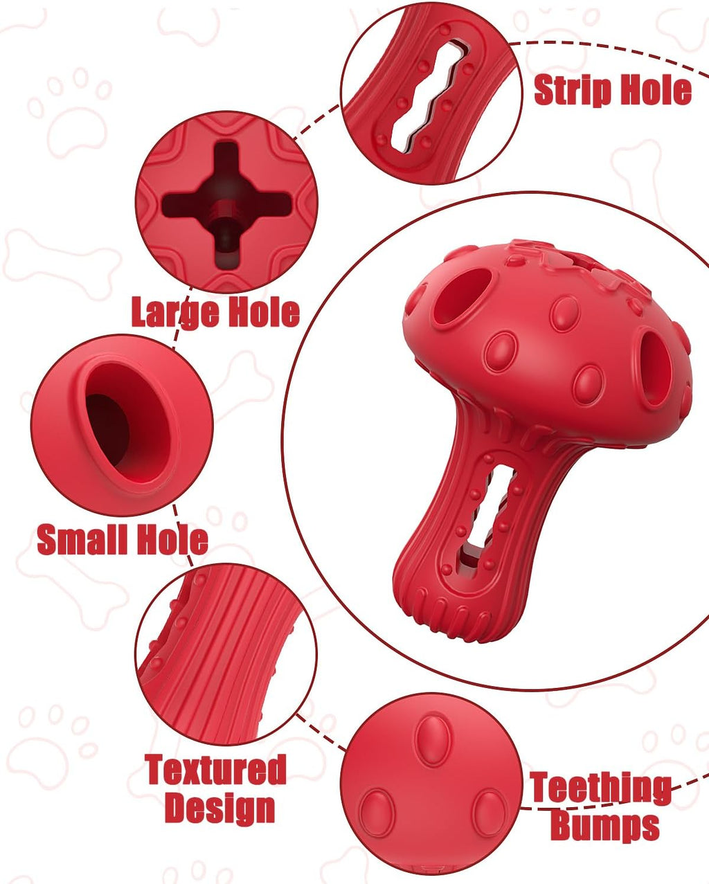 Dog Chew Toys for Aggressive Chewers, Rubber Treat Dispensing Stimulation Toy to Keep Them Busy, Durable Interactive Enrichment Puzzle Toy for Medium Large Breed Dogs