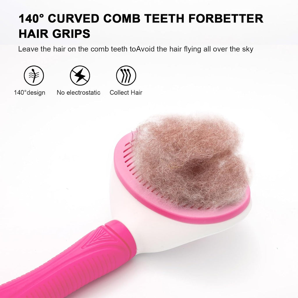 Aogeili Self-Clean Slicker Brush for Dogs Cats, Deshedding Grooming Tool