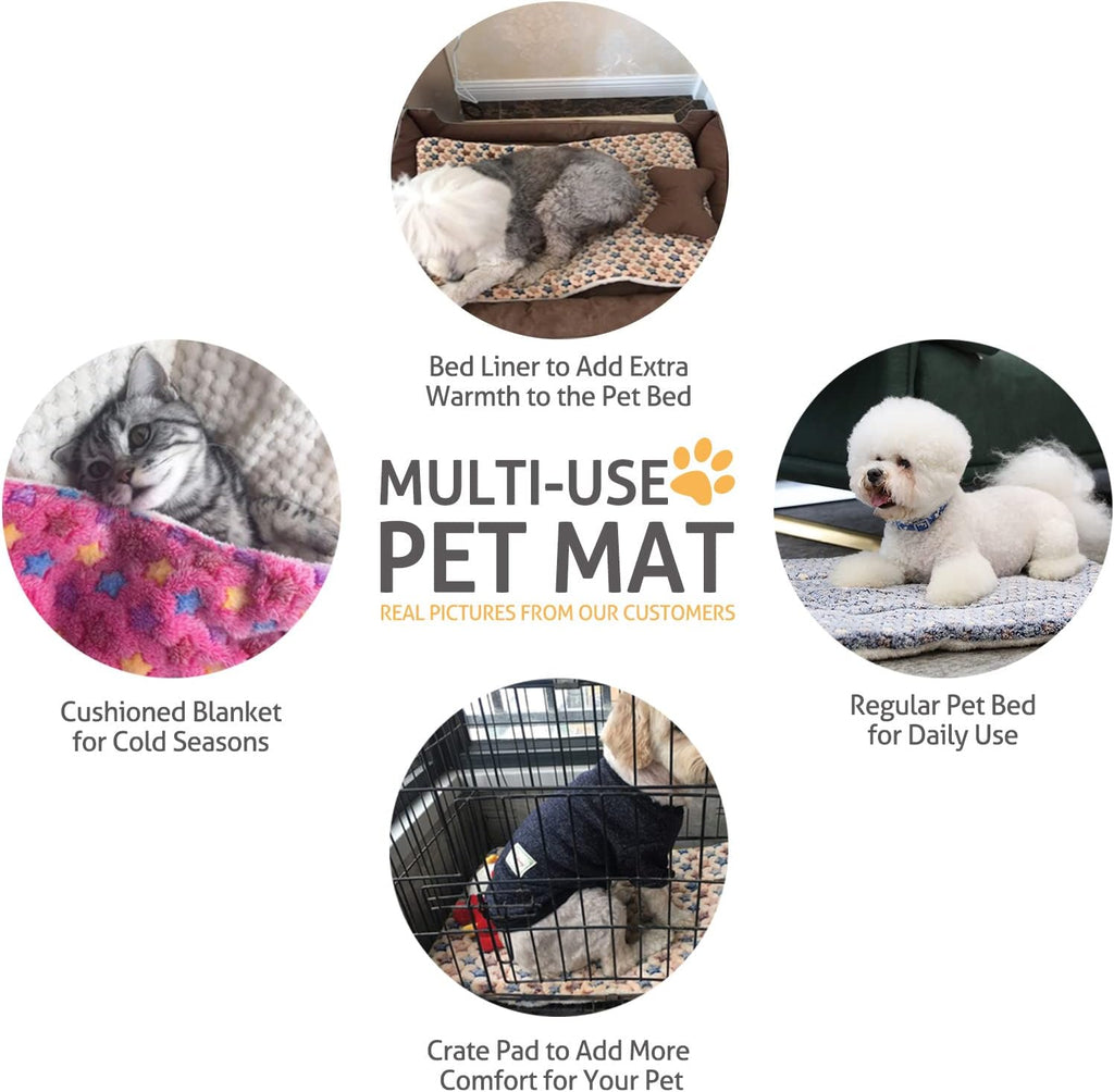 Mora Pets Dog Bed Crate Pad Ultra Soft Pet Mat Star Print 22 Inch Brown