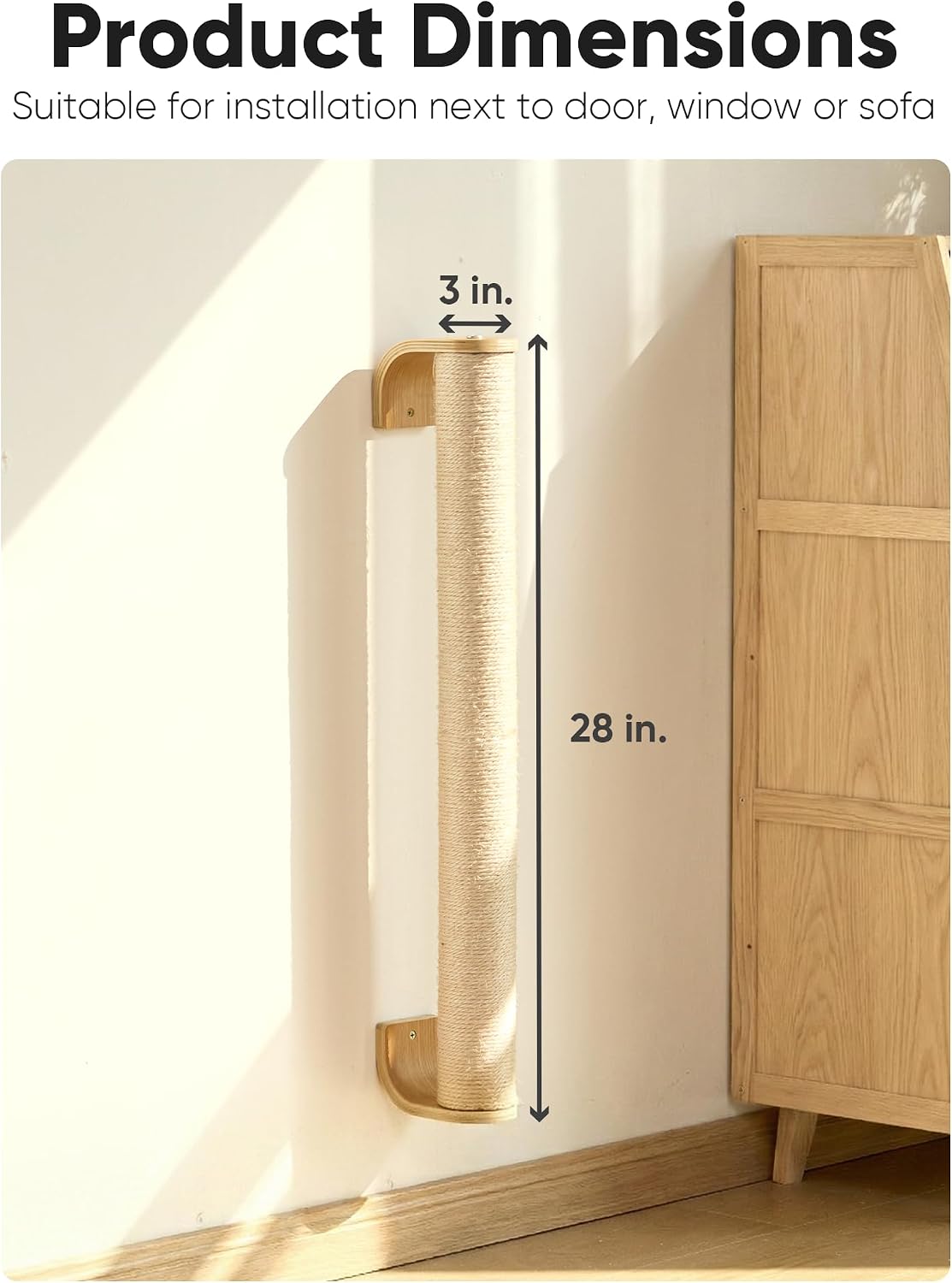 FUKUMARU Cat Wall Scratcher, 28" Kitten Scratching Post