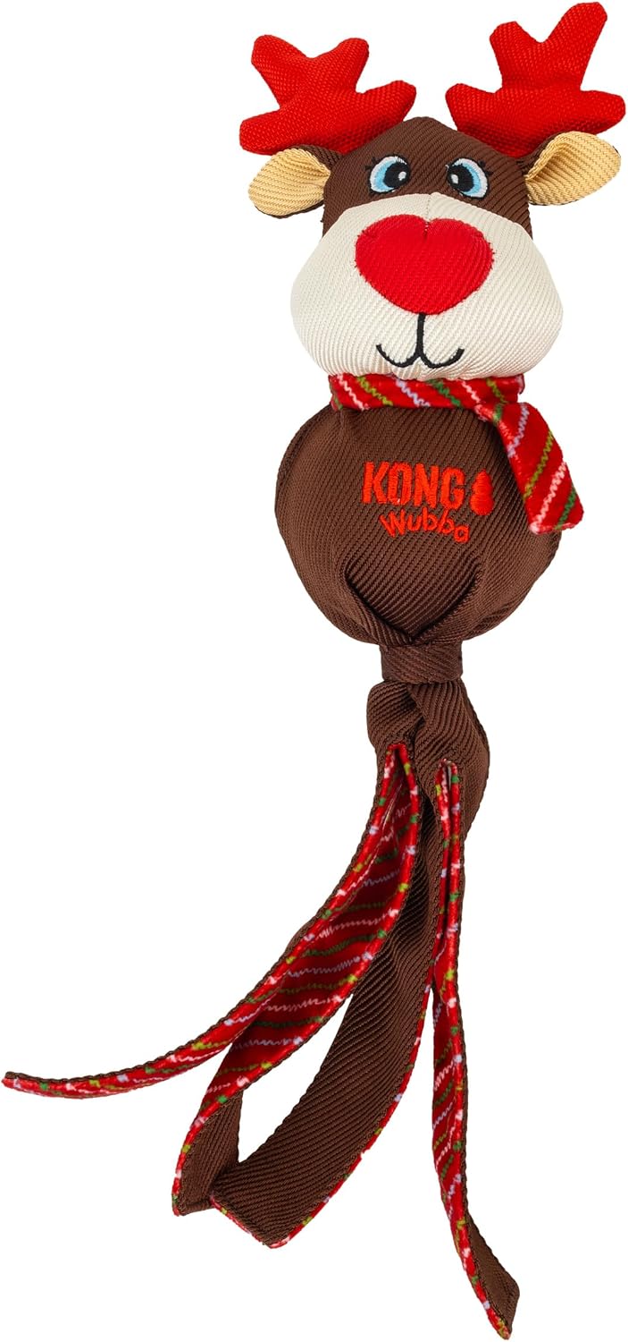 KONG Holiday Santa/Reindeer Large 2 Pack – Durable Interactive Tug & Toss Dog Toy