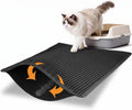 Pieviev Kitty Litter Mat, Double-Layer Waterproof Design, 30" x 24" Black | Honeycomb Litter Box Mat Catches Scattered Particles to Stop Tracking, Urineproof Base protects Floors, Easy to Clean