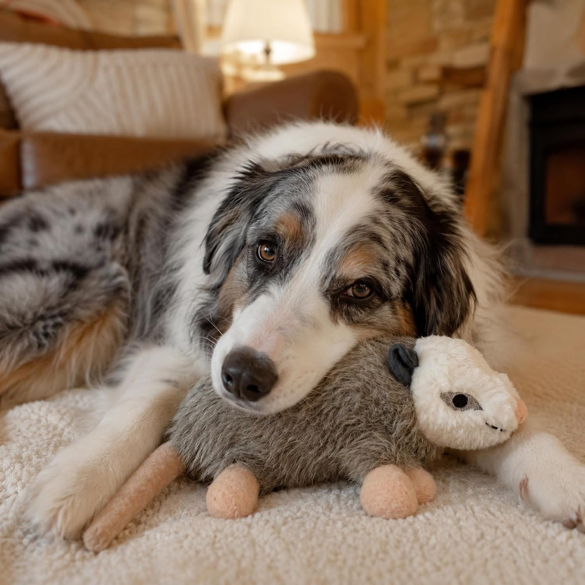 SPOT Woodland Collection Possum Dog Toy – 15” Plush Squeaky Dog Toy with Grunting Squeaker, Durable Stuffed Animal for Medium and Large Dogs