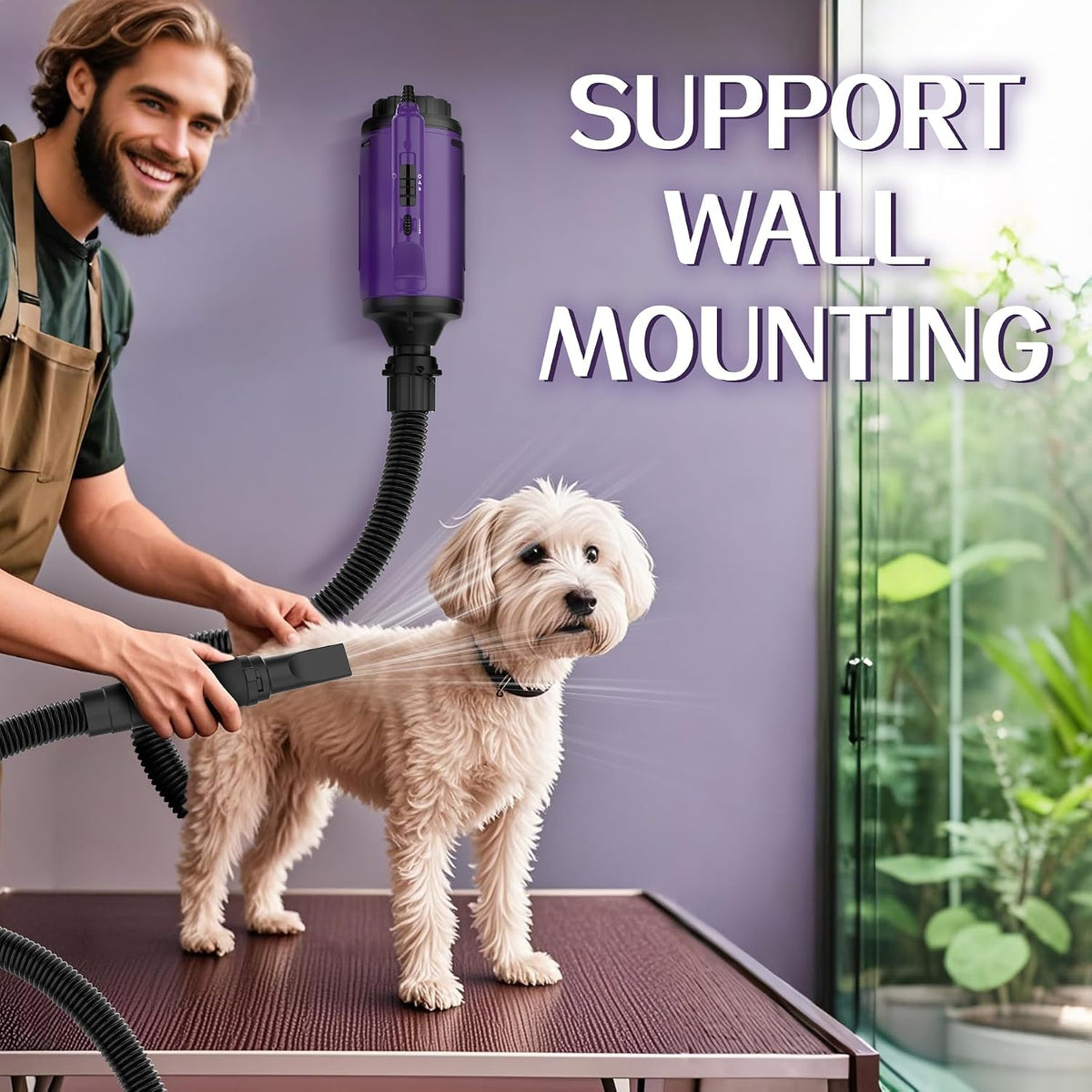 Dog Dryer High Velocity Pet Dog Grooming Force Hair Dryer/Blower | High velocity force blower dryer for professional dog pet grooming, purple sherbao SMD-06P 