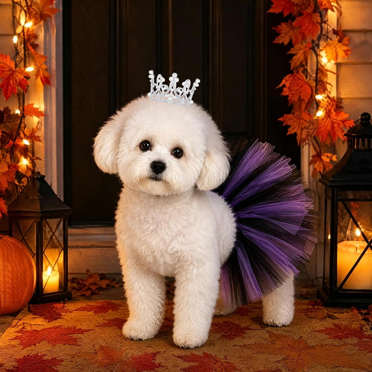 2 Pcs Dog Tutu Dress with Pearl Crown for Small Pet Cat Dog