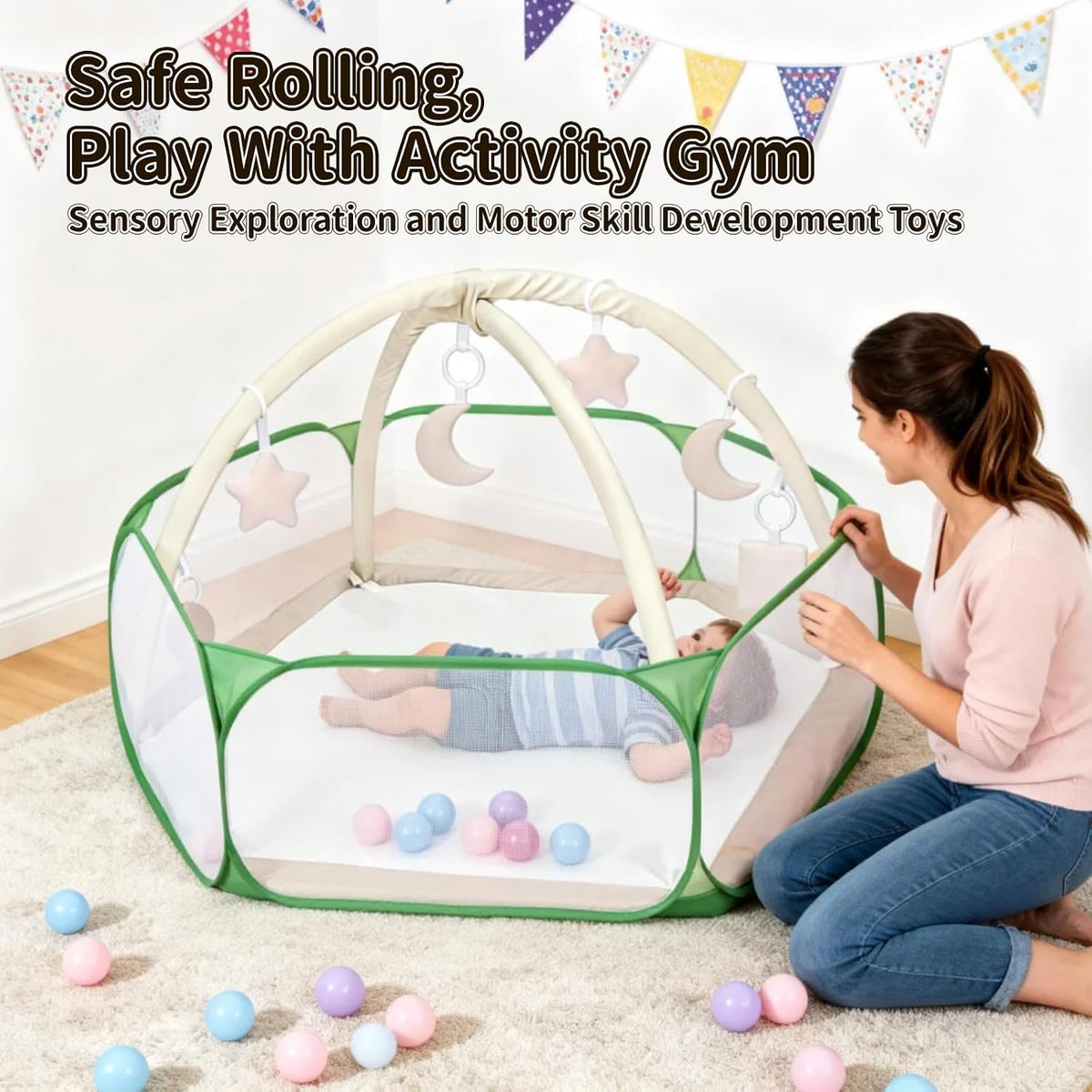 STARBOLO Kids Ball Pit Play Pool Play Tent, Toy Ball Play Pool Foldable Play Tent for Kids Girls Boys Pets Indoor and Outdoor, Balls Not Included (Green).