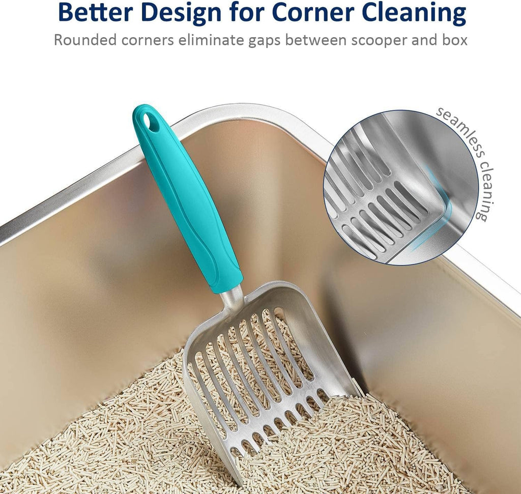 WePet Cat Litter Scoop, Aluminum Alloy Sifter, Kitty Metal Scooper, Deep Shovel, Long Handle, Poop Sifting, Kitten Pooper Lifter, Durable, Heavy Duty, for Litter Box