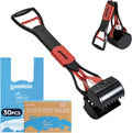 ZOMISIA 26" Pooper Scooper with Waste Bags - Poop Scooper for Large Dogs with Long Handle High Strength Material and Durable Spring for Yard, 30 Count Poop Bags