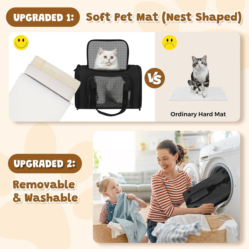 Cat Carrier Soft Up to 16 Lbs, Breathable Pet Travel Bag with Steel Frame