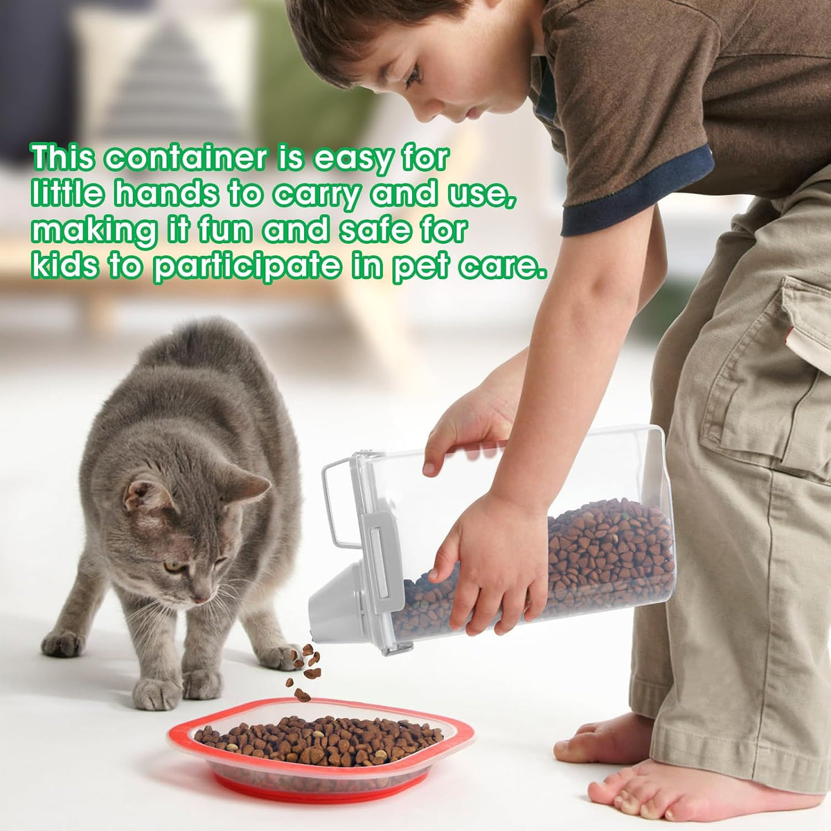 TBMax Rice Storage Container 3 to 5 Lbs - Small Pet Dog Cat Food Container Dispenser with Easy Pouring Spout & Cup, Portable Cereal Container for Small Spaces, Travel, or Daily Use
