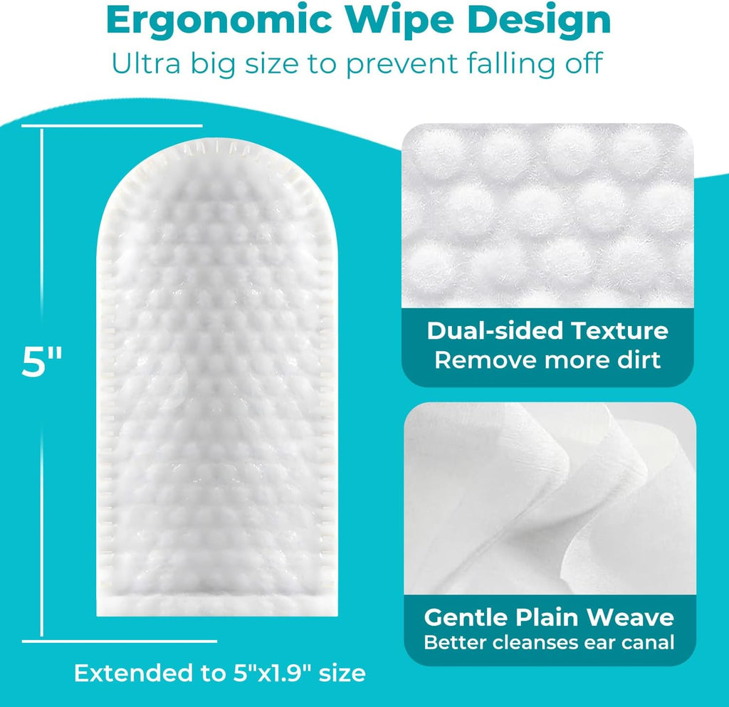 Pet Ear Cleaner Finger Wipes for Dogs, Cats, Alcohol-Free Formula