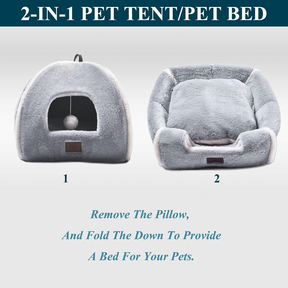 Cat Bed for Indoor Cats - Cat Cave Bed Cat House Cat Tent with Removable Washable Cushioned Pillow, Soft and Self Warming Kitten beds,Cat Beds & Furniture,for Small and Medium Pet Bed.