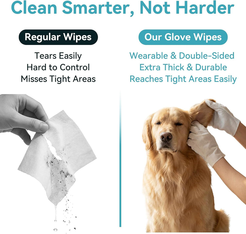 Pet Glove Wipes Pro, Massage Grooming for Dogs & Cats