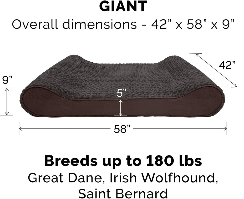 Furhaven Replacement Dog Bed Cover Ultra Plush Faux Fur & Suede Contour Luxe Lounger, Machine Washable - Chocolate, Giant (XXX-Large)