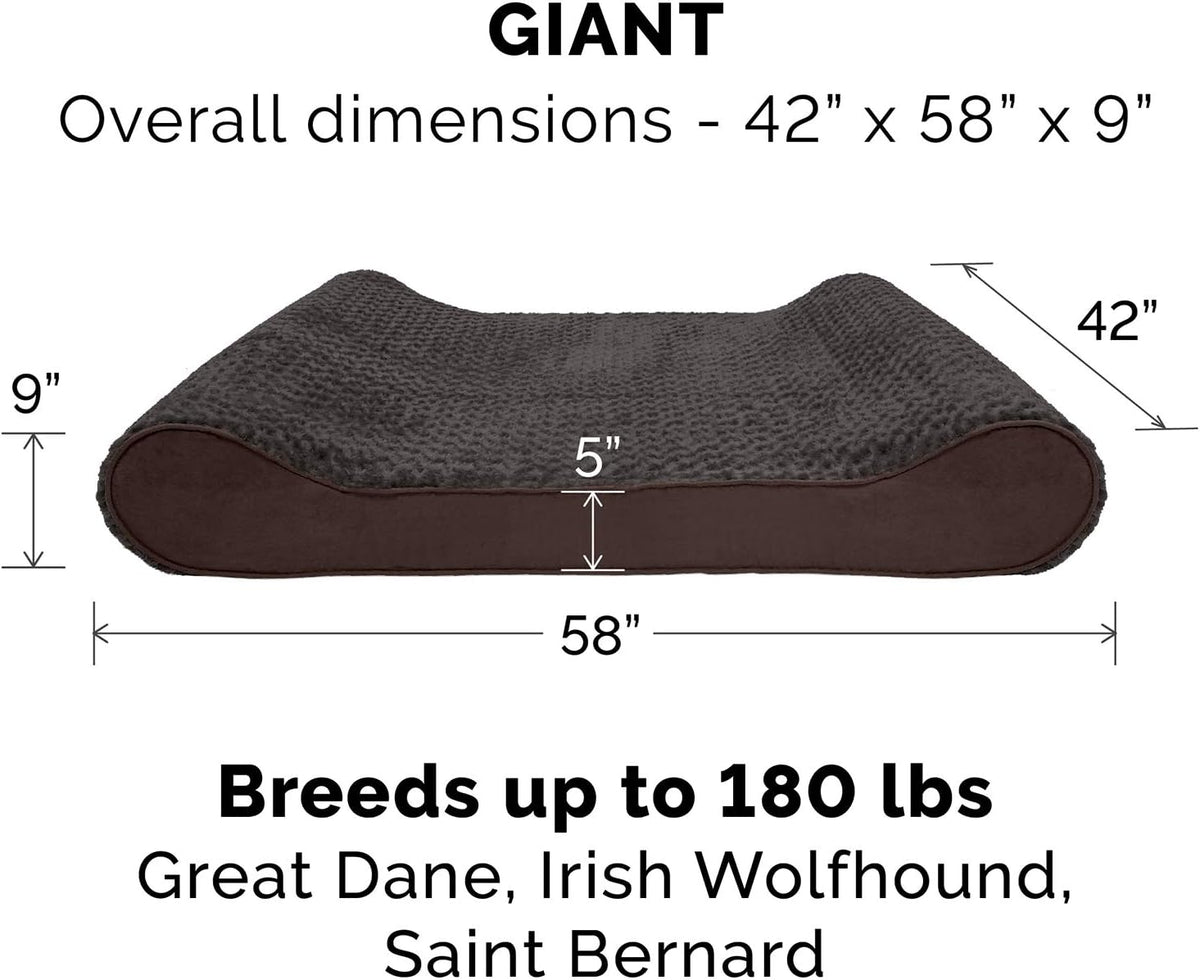 Furhaven Replacement Dog Bed Cover Ultra Plush Faux Fur & Suede Contour Luxe Lounger, Machine Washable - Chocolate, Giant (XXX-Large)