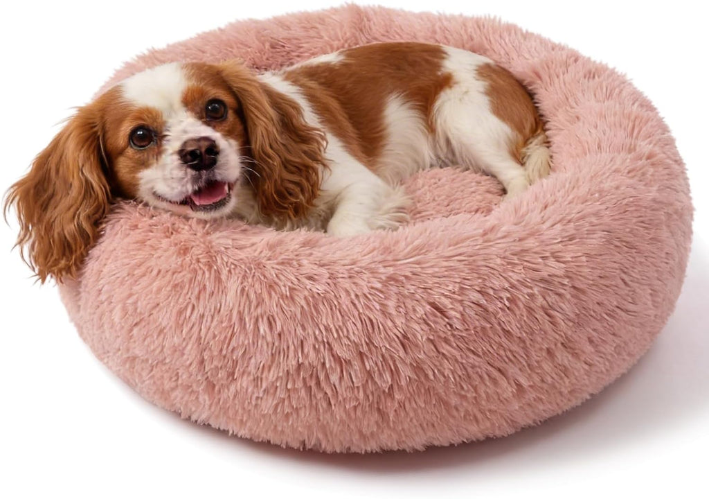 nononfish Plush Calming Dog Bed for Small Dogs,Donut Round Pet Bed
