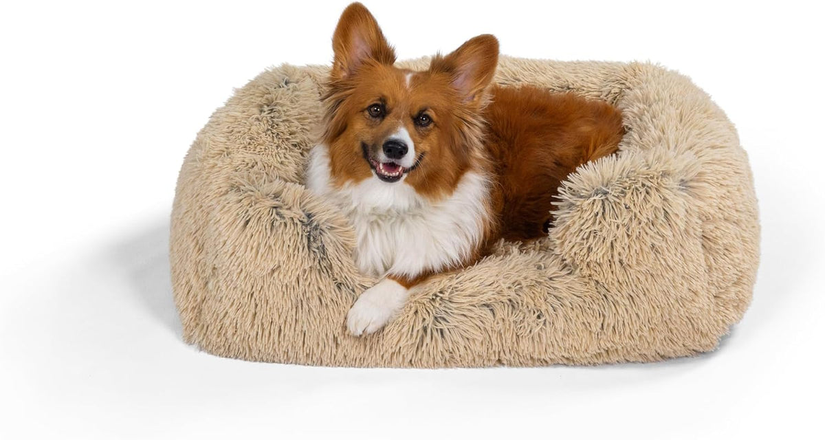 Best Friends by Sheri Lounge Shag Dog Bed, Faux Fur, Taupe, 30" x 20"