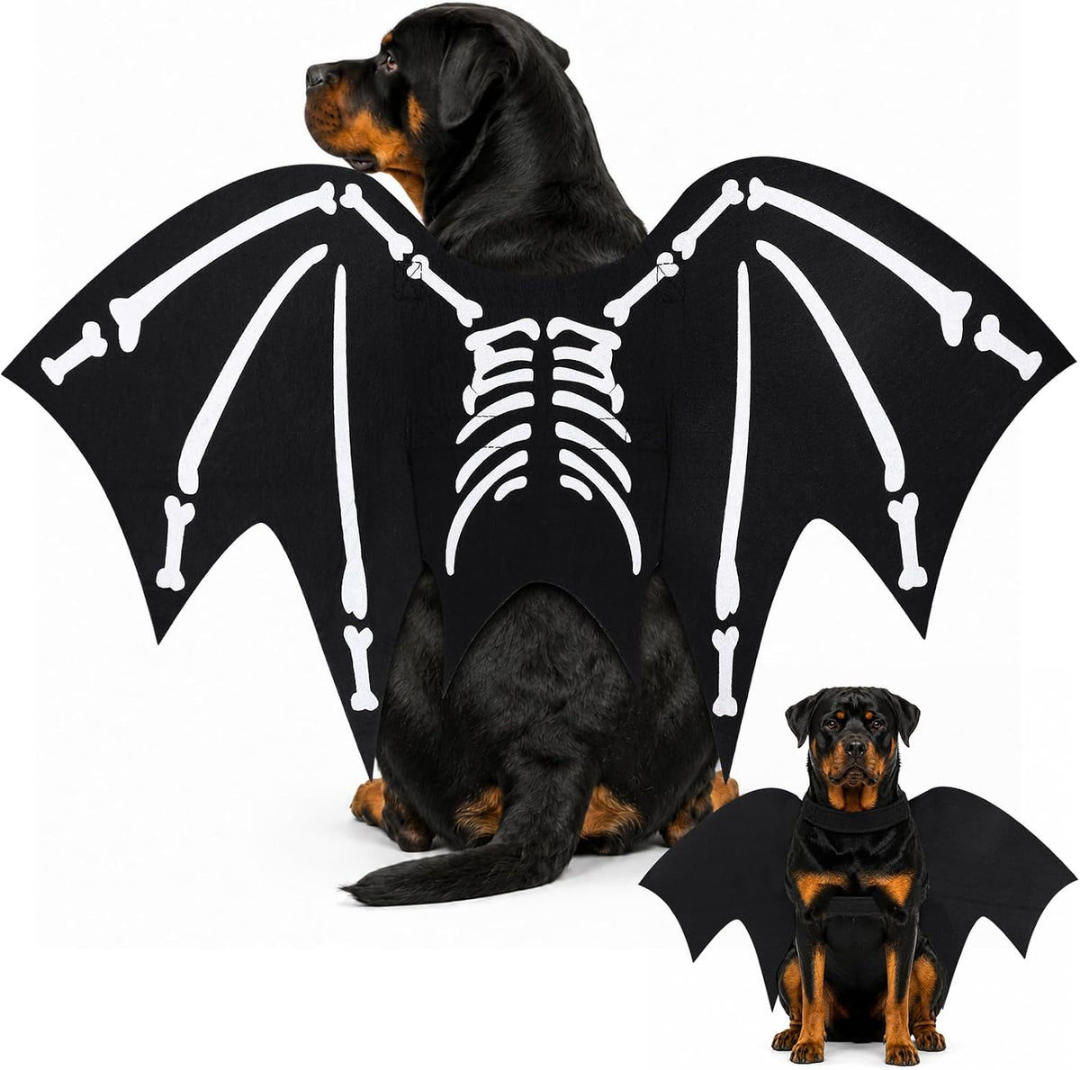 Halloween Dog Costume Glow in The Dark Black Bat Wings Adjustable L XL Dogs