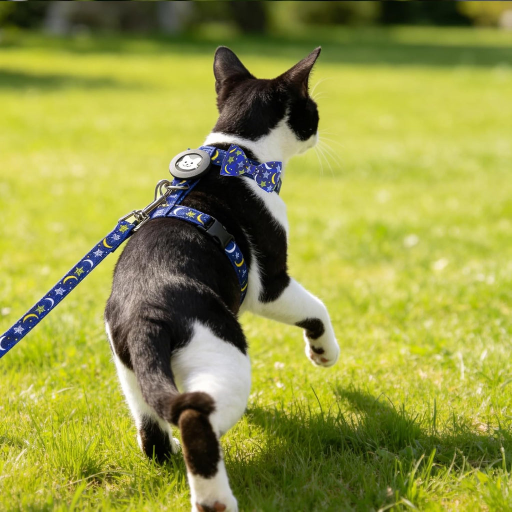 EXPAWLORER Cat Harness and Leash Set Escape Proof Vest with AirTag Holder