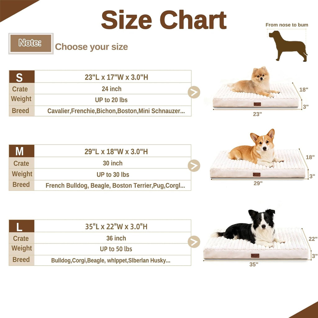 Orthopedic Dog Bed for Large Dogs,Firm Egg Crate Foam,Non-Slip Bottom,Beige