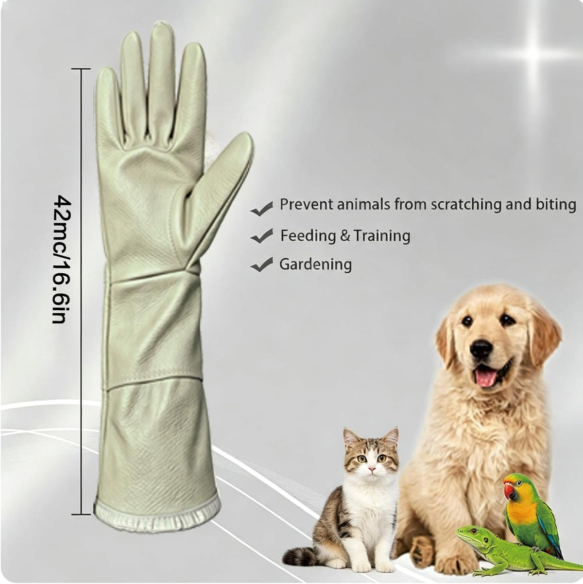 YOFANG 16.5 Inch Animal Handling Gloves Bite‑Proof & Anti Scratch