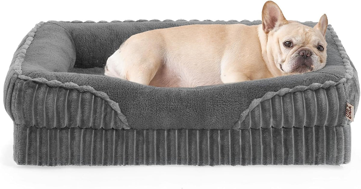 EHEYCIGA Orthopedic Dog Beds for Large Dogs 35x22 Inch, Grey