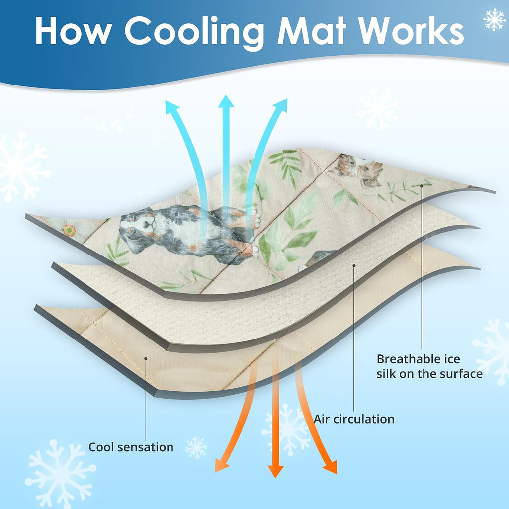 Dog Cooling Mat, Pet Washable Non-Toxic Summer Dogs Cats Cooling Pads Sleeping Kennel Mats Cool Ice Blanket for Indoor & Outdoor Dog Beach Essentials Brown Medium