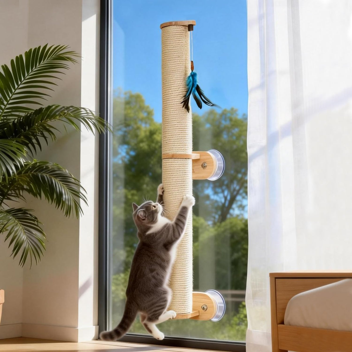 Lulu's World 32" Wall Mounted Cat Scratcher Post with 4 Suction Cups