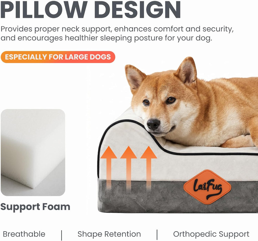 Laifug Orthopedic Dog Bed, Dark Grey 40''x25''x5.5'', Memory Foam