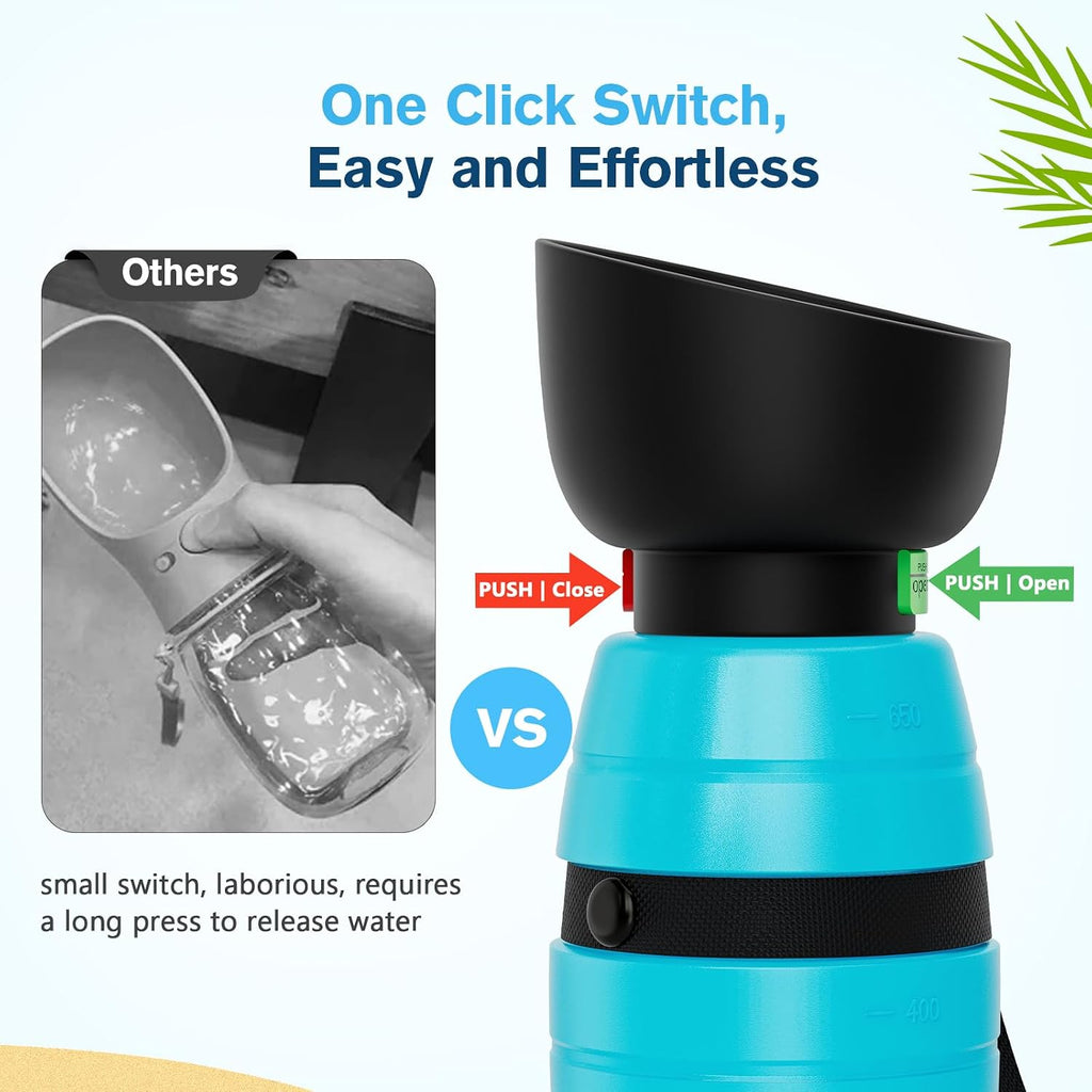 Pecute Portable 22 oz Dog Water Bottle, 2 in 1 Dog Water Bottle Bowl Leakproof with Double Seal, BPA Free, Lightweight, Pet Water Bottel Dispenser for Outdoor Walking Triping Hiking Camping Travels | Pet Water Dispenser Portable for Outdoor Walking Hik...