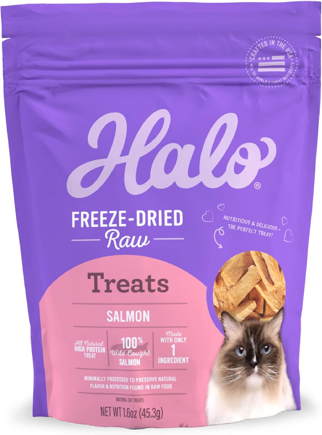 Halo Freeze-Dried Raw Cat Treats, Wild Caught Salmon Recipe, 1.6 oz
