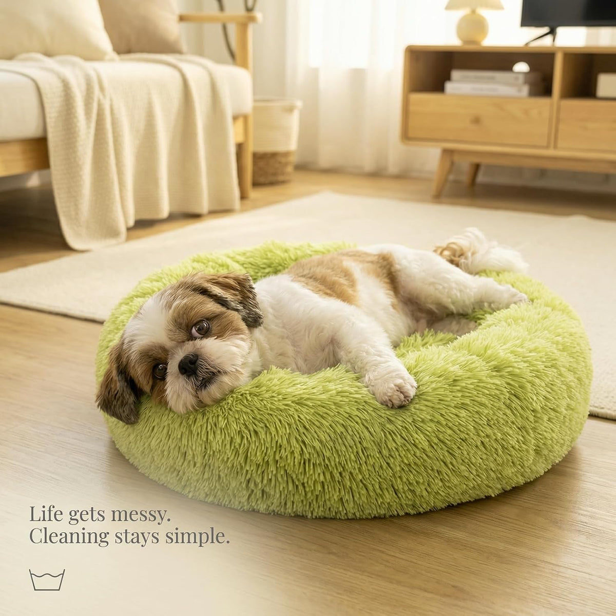 nononfish Calming Donut Dog Bed for Small Dogs,Soft Plush Pet Bed