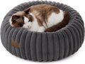 COZY KISS Calming Cat Bed, Donut Kitten Bed, Small Round Dog Bed 23in Grey