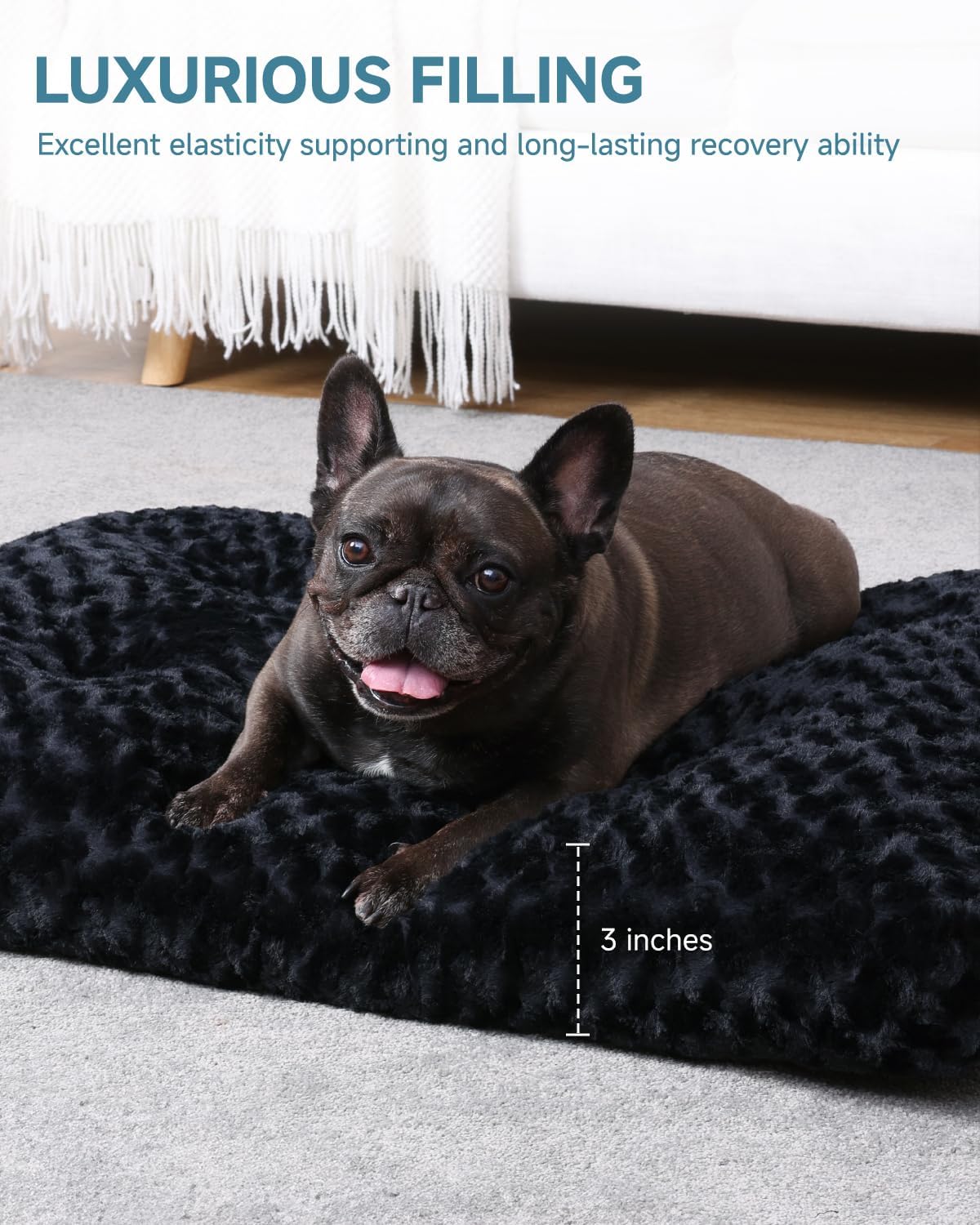 KSIIA Washable Dog Bed Medium Size Dog Crate Bed Pet Mat 29"x21" Black