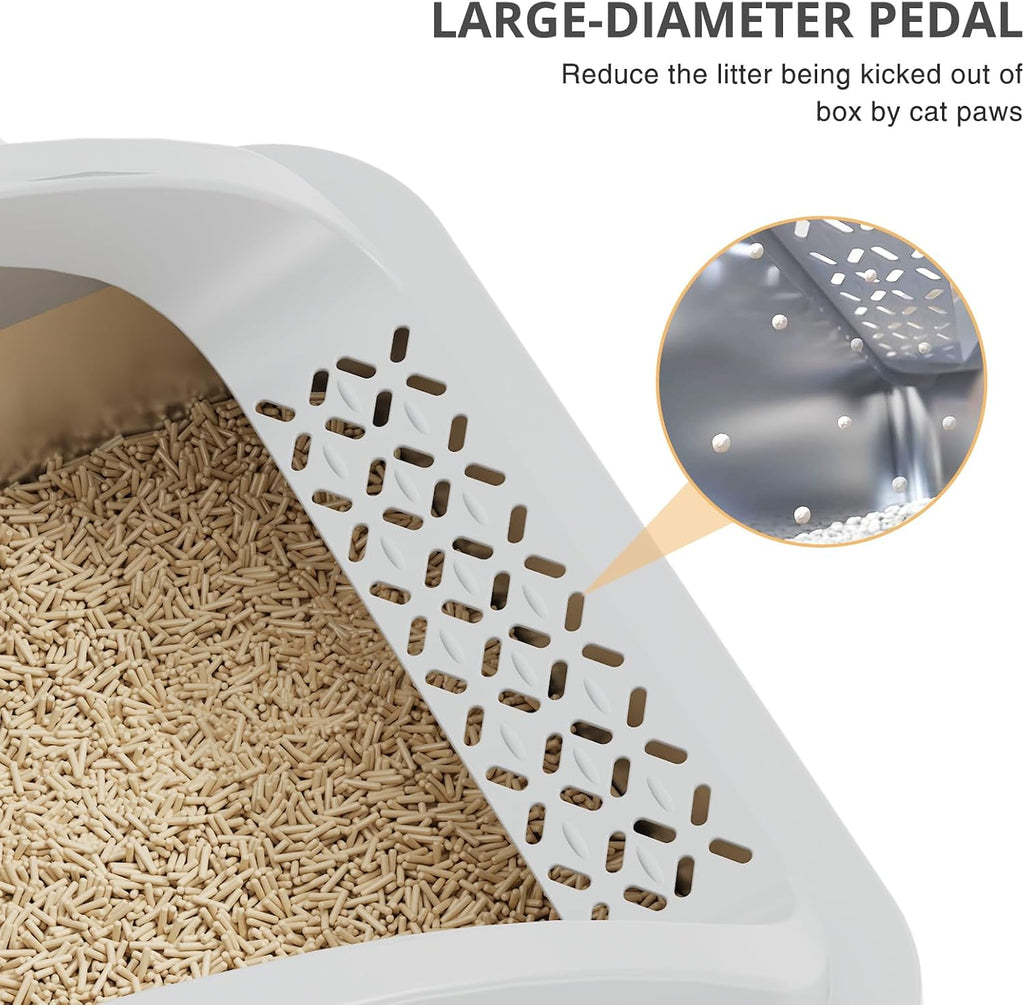 Stainless Steel Cat Litter Box with Lid, Metal Kitty Litter Box with Scoop, Non-Stick Base, Easy to Clean for Cat, Rabbit, Guinea Pigs and Hamsters - Gray