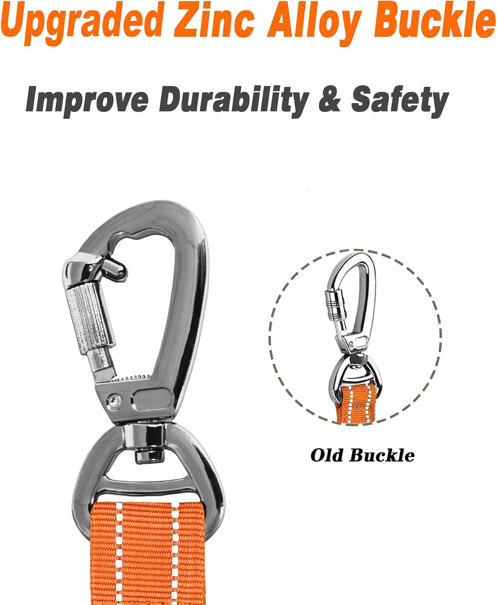 AUBELL Tactical Dog Leash Heavy Duty,4-6ft No Pull Bungee Leash,Orange