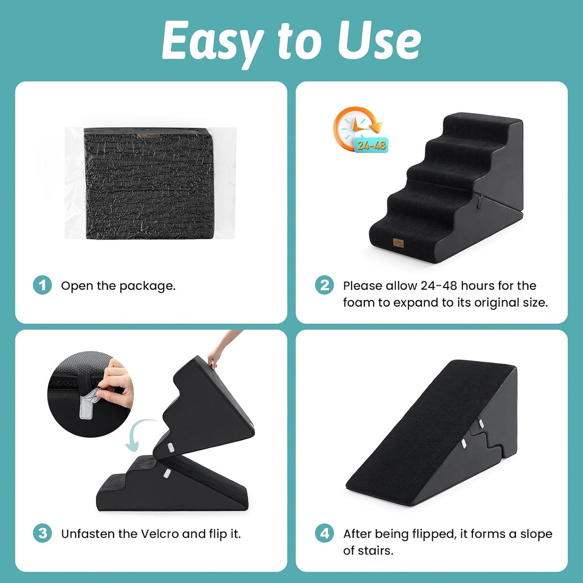 COZY KISS Dog Stairs for Small Dogs, 5-Step 2-in-1 Dog Steps,22.4" H
