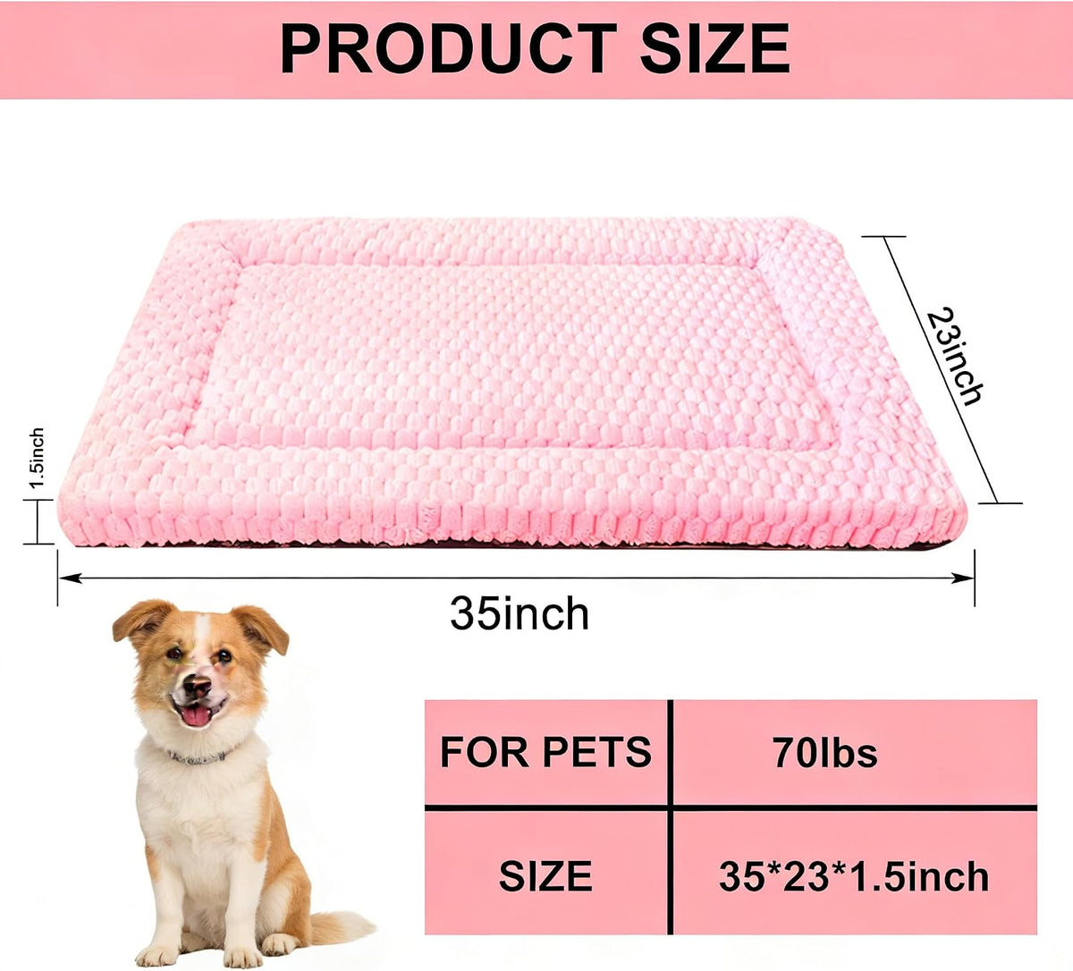 Dog Bed Mat - Reversible Dog Crate Bed Mats, Soft & Breathable Kennel Pad, Durable Crate Bed for Small Medium Large Dogs & Cats
