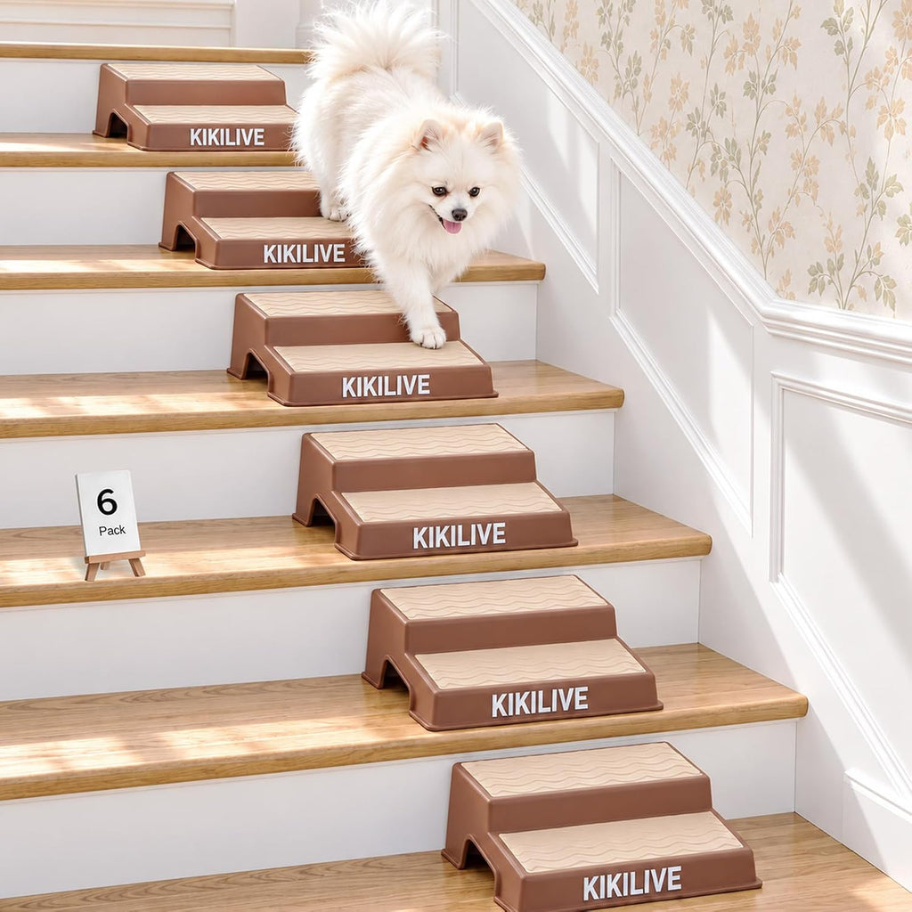 Non-Slip Dog Ramp for Stairs – 2-Step Design, for Small Dogs (6-Pack)