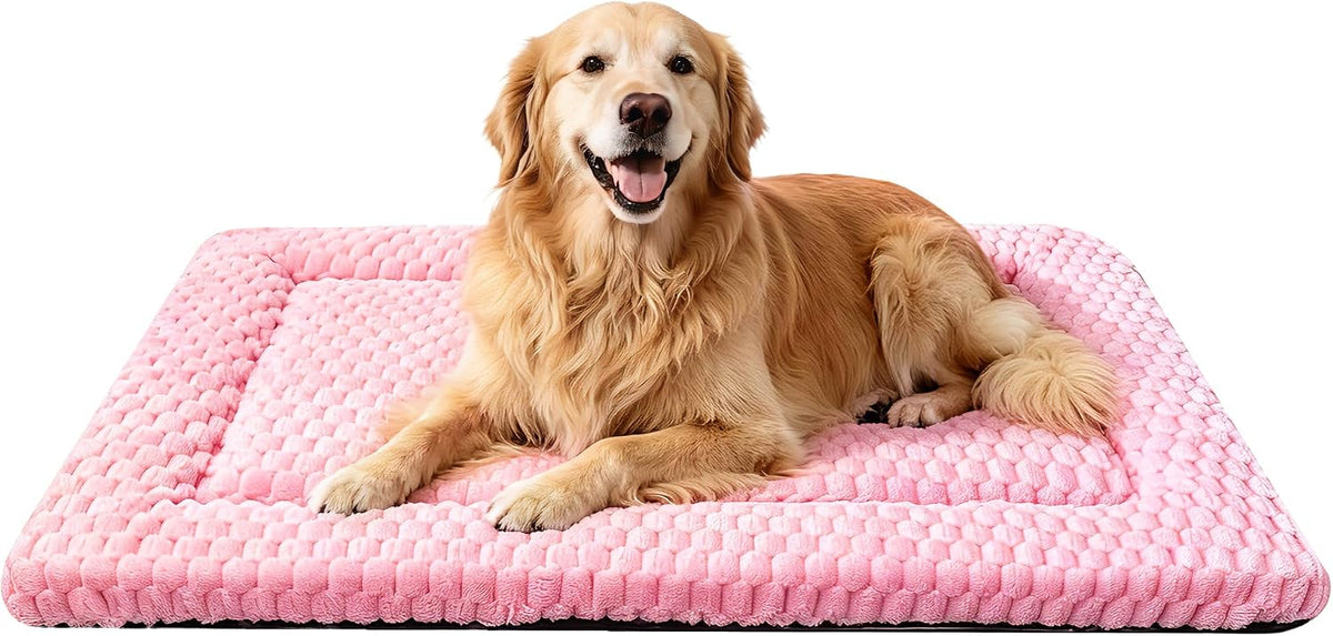 Dog Bed Mat – Soft & Comfortable Dog Kennel Pad for Crate – Durable Crate Bed & Mat for Dogs & Cats – Ideal for Crate, Kennel, and Home Use，Pink：XL(42"*28"*1.5")