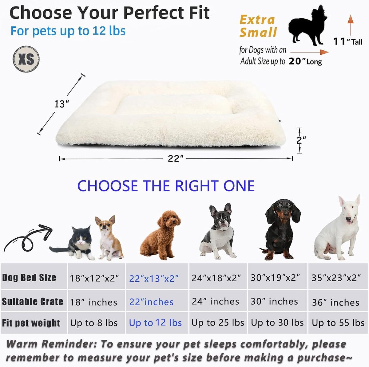 Crate Beds for Small Dogs Ultra Soft Cat Bed for Indoor Cats Washable & Anti-Slip XS Kennel Pads for Crates 22 Inch Fluffy Comfy Pet Sleeping Mat for Puppy and Kitten,Beige