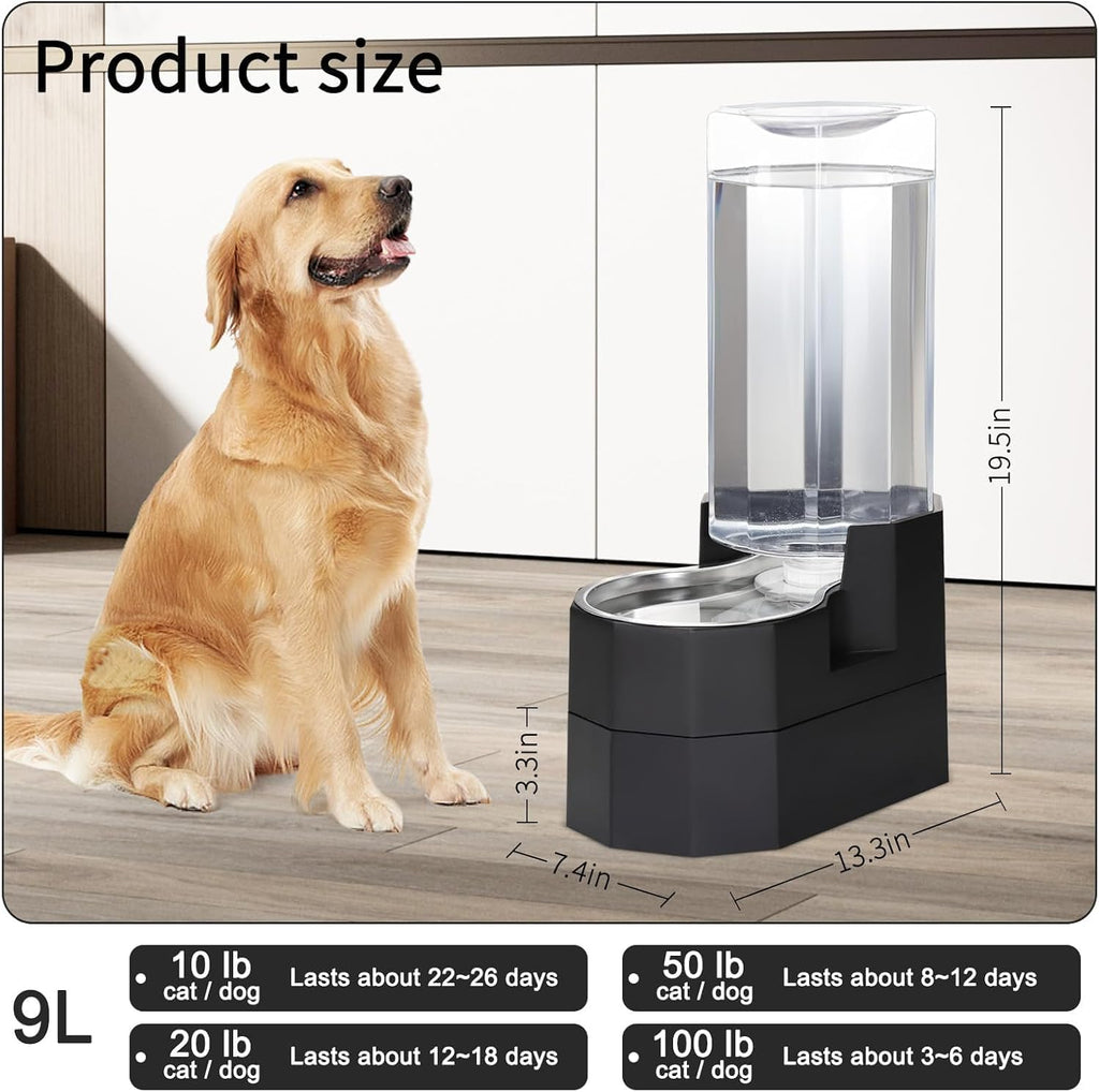RIZZARI 9L Gravity Dog Water Dispenser: Elevated Filtered Station