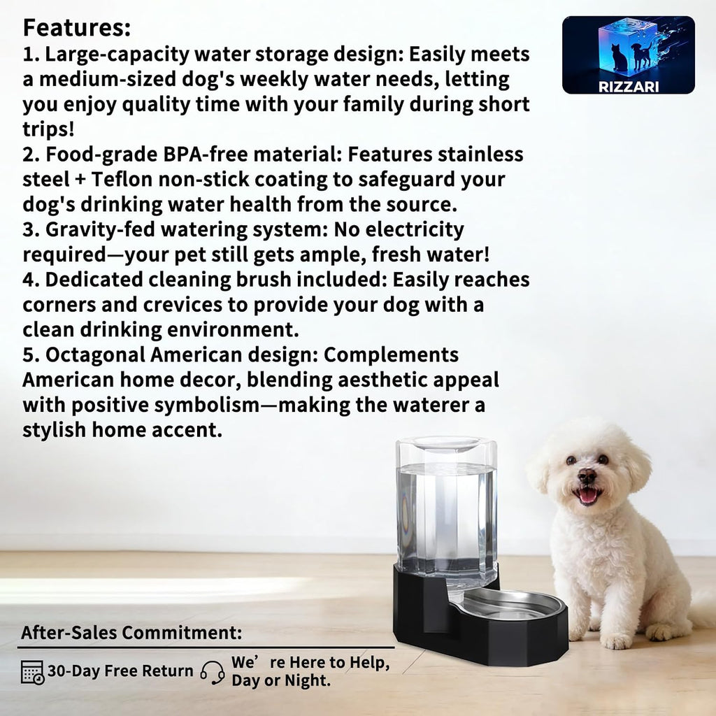 Sfozstra 7L Gravity Dog Water Dispenser:Filter Free Design