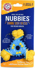 Arm & Hammer Nubbies TriBone Dental Dog Chew Toy, Peanut Butter Flavor | Nylon and TPR construction, baking soda infused, reduces plaque and tartar buildup, ideal for moderate chewers