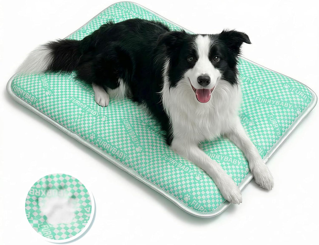 furrybaby Dog Cooling Mat, Washable Thick Mat for Dogs Cats, 35x28, Mint